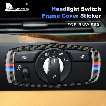 

AIRSPEED Carbon Fiber for BMW E60 520i 523i 520d 525i 530i Accessories Car Interior Trim Headlight Switch Frame Covers Stickers
