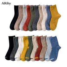 ARiby/теплые носки; 10 пар; зимние высококачественные хлопковые женские носки без пятки; 10 цветов; Разноцветные однотонные теплые носки
