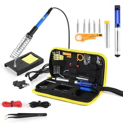 Kit de fer à souder à température réglable, 220V 80W, LCD, outils de soudage, pointes de soudage en céramique, pompe à dessouder 