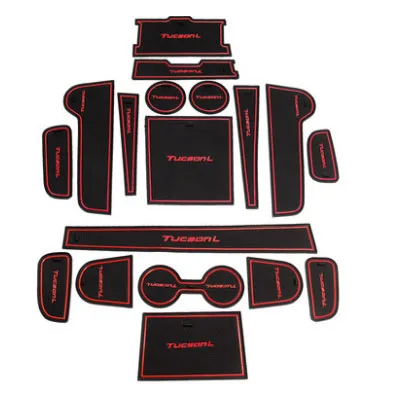 Door Groove Mats Gate Slot Pad For Hyundai Tucson NX4 2021 2022 Accessories Cup Cover Anti-slip Sticker Decoration Non-slip black red A