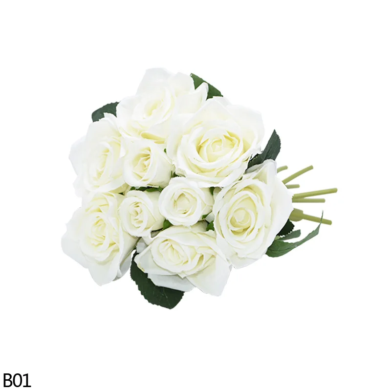 Дешевый искусственный цветок высокого качества поддельный цветок Шелковая Роза искусственная цветок для свадьбы День рождения вечеринки украшения дома - Цвет: B01 white