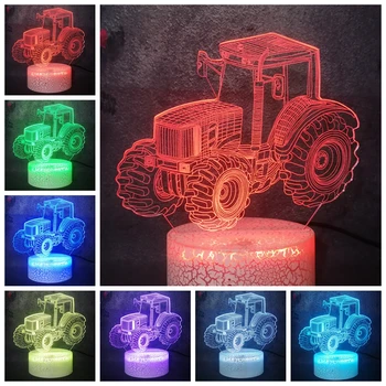 

Luster Model Farm Tractor Agrimotor Decor Night Light Table Optical 3D Flash Nordic Modern Bedside Lamp LED RGB Charge Lava Toy