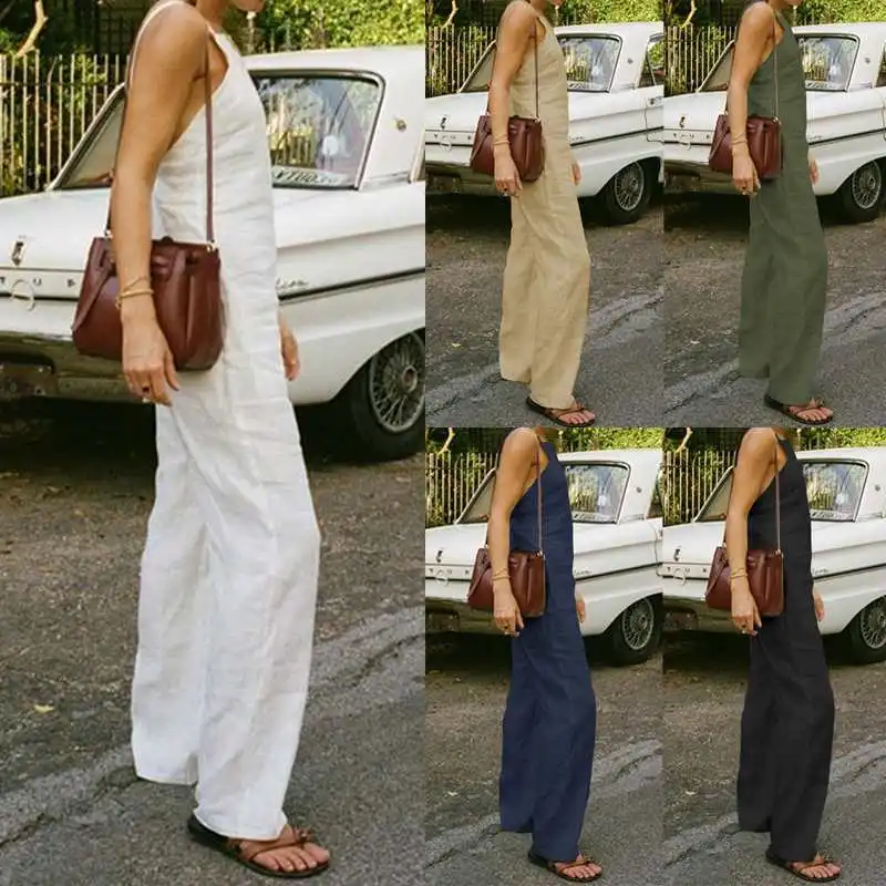 Fashion Women Backless Jumpsuits Celmia Sexy Straps Summer Wide Leg Trousers Ladies Overall Pants Casual Playsuits Plus Size 5XL Fashion Women Backless Jumpsuits Celmia Sexy Straps Summer Wide Leg Trousers Ladies Overall Pants Casual Playsuits Plus Size 5XL