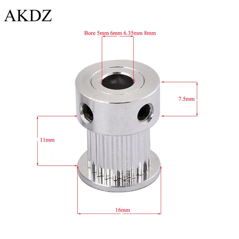 Gt 20 Tanden 2GT 2M Tandriemschijf Boring 4/5/6/6.35/8Mm Voor 2MGT GT2 Synchrone Riem Breedte 6/10Mm Kleine Backlash 20 Tanden 20 T