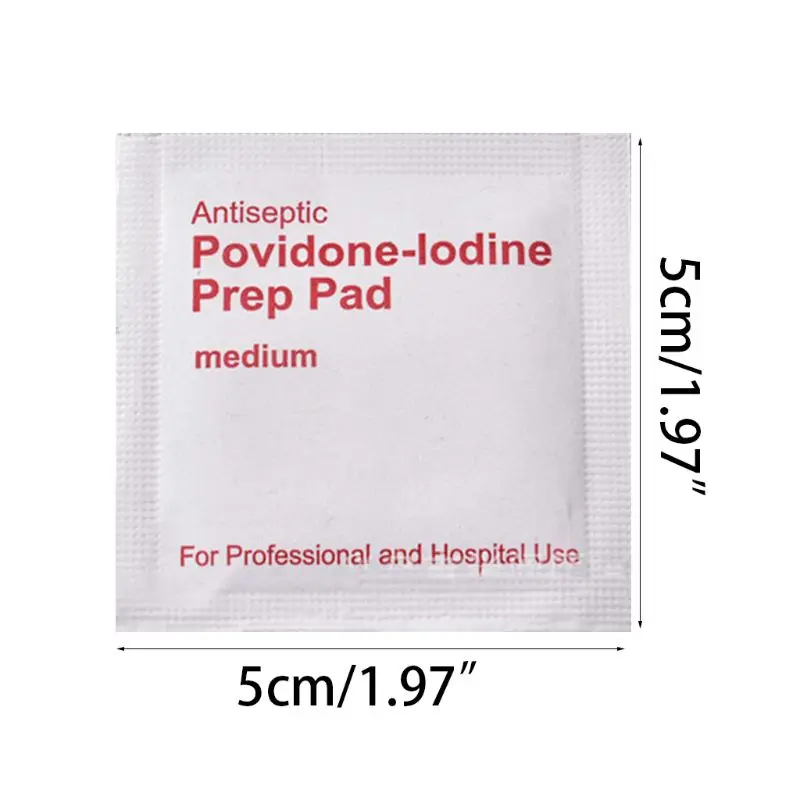 100 Pcs Box Povidone Iodine Disinfection Sheet Tissue Pads Sterilization First Aid Kit Emergency Medical Disposable 3