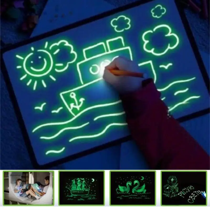

A3 A4 A5 LED Luminous Drawing Board Graffiti Doodle Drawing Tablet Magic Draw With Light-Fun Fluorescent Pen Educational Toy