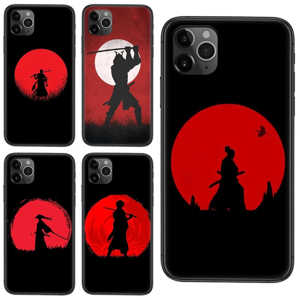 Японский черный чехол с Луной и Самураем ниндзя 3D для Xiaomi Redmi 9 9A 9C 8A Pro Max K40 Plus