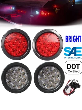 

4" Round Led Stop Turn Tail Back-up Reverse Fog Lights Include Lights Grommet Plug for Truck Trailer