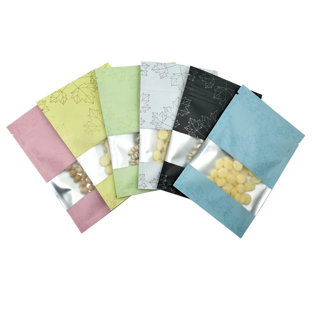 

Flat Resealable Zip Lock Bags Colorful Aluminum Foil Package Bag Snack Nut Candy Storage Mylar Pouch Clear Window 300PCS 8x12cm