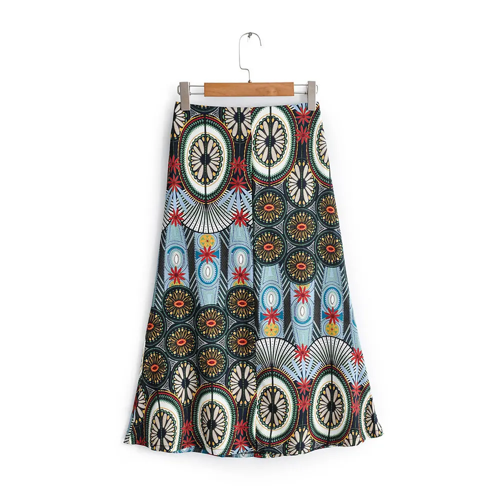 Женское платье лето стиль с высокой талией национальный ветер печати юбка женская W1713