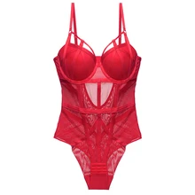 Sexy Lingerie Strappy Bodysuit Molded Cup Straps Decoration Underwire Gather Brassiere One-piece Sensual Lingerie For Women
