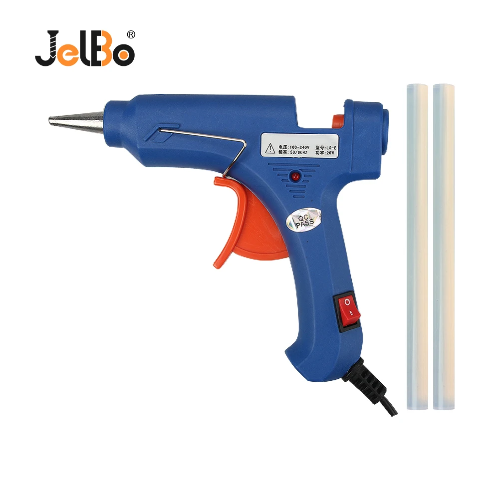 

JelBo 20W EU/US Hot Melt Glue Gun with Free 2pc 7mm Glue Stick Industrial Mini Guns Thermo Electric Heat Temperature Repair Tool