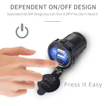 

12V 24V Dual USB 5V 2.1A Car Charger Adapter With ON OFF Switch Power Cable For Car Boat Marine Truck Motorbike Camper Vehicles