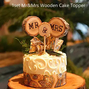 

Creative Wooden Wedding Cake Topper Wedding Rustic GIft Mr and Mrs Love Weeding Decor For Weddings Diy Marriy Me Gift Box