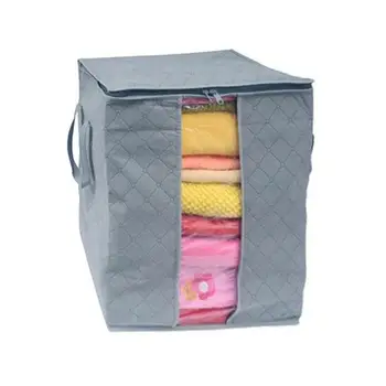 

Quilt Storage Bags Cotton Home Storage Organizer Portable Anti-dust Wardrobe Bamboo Clothes Bag Pouch Storage Box