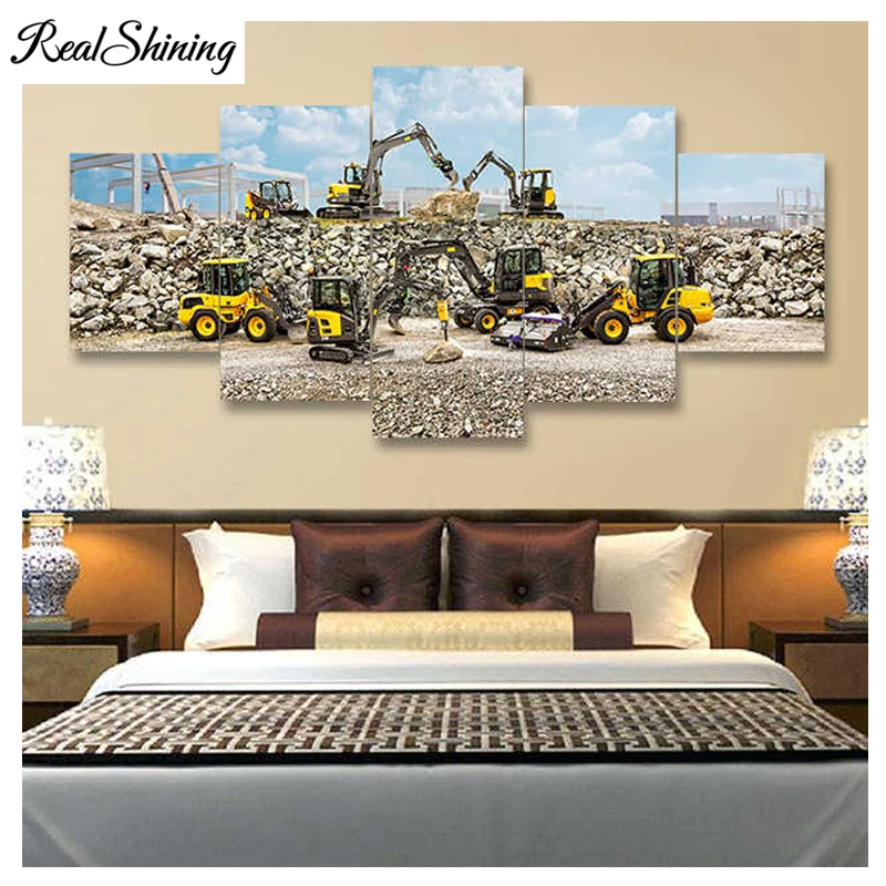 5D Diy Diamond Painting 5pcs &quotFarm Tractor Landscape&quotpainting rhinestones Embroidery full square round Mosaic stickers FS6605 | Дом и