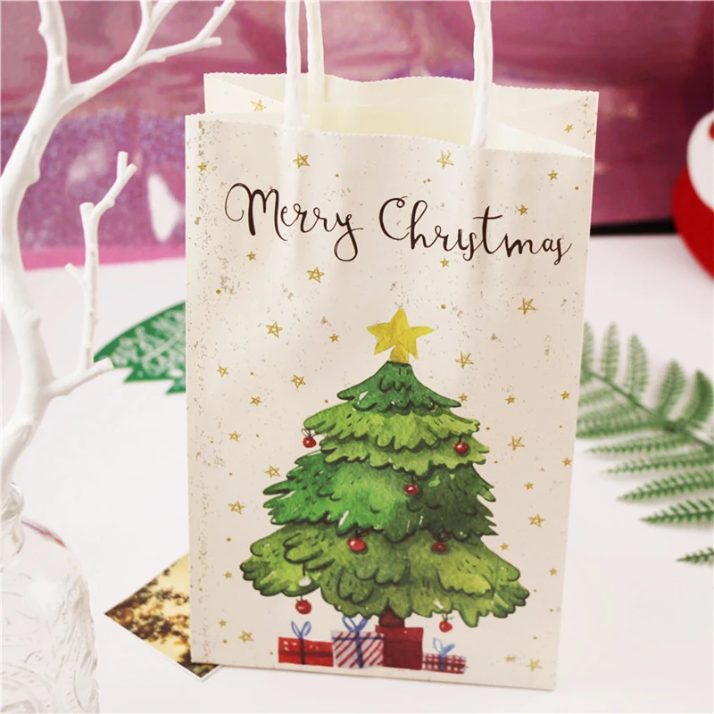 Снежинка Счастливого Рождества Бумажный Мешок Снеговик Рождественская елка еда печенье подарок упаковка мешок счастливого Нового года Рождество конфеты мешок