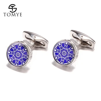 

Cufflinks for Mens TOMYE XK20S026 High Quality Round Metal Shirt Cuff Links for Gifts