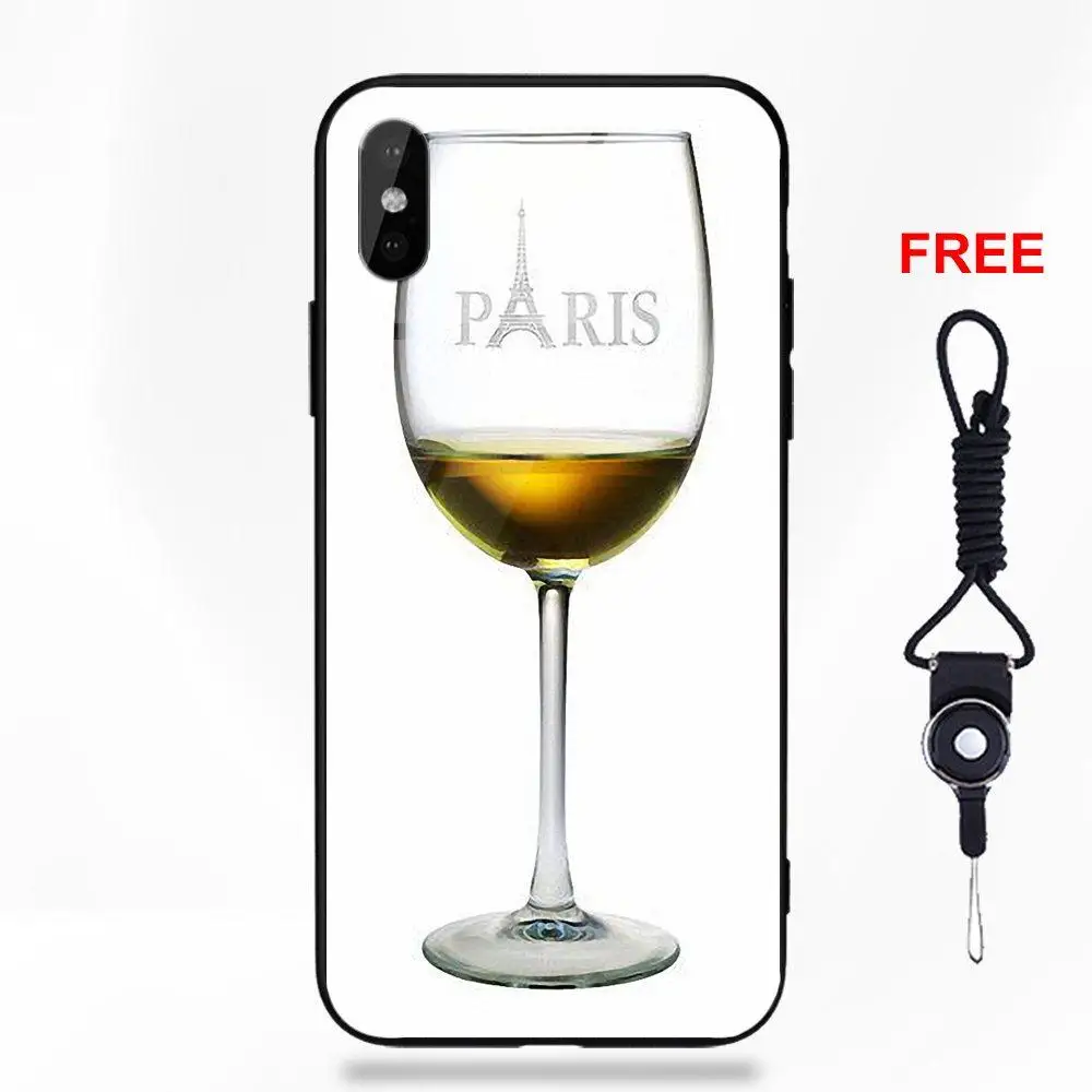 as picture Omdnwd на бокале вина в Париже Эйфелева башня для Apple iPhone 5 5C 5S SE 6 6S 7 8 Plus X XS Max XR - Цвет: as picture