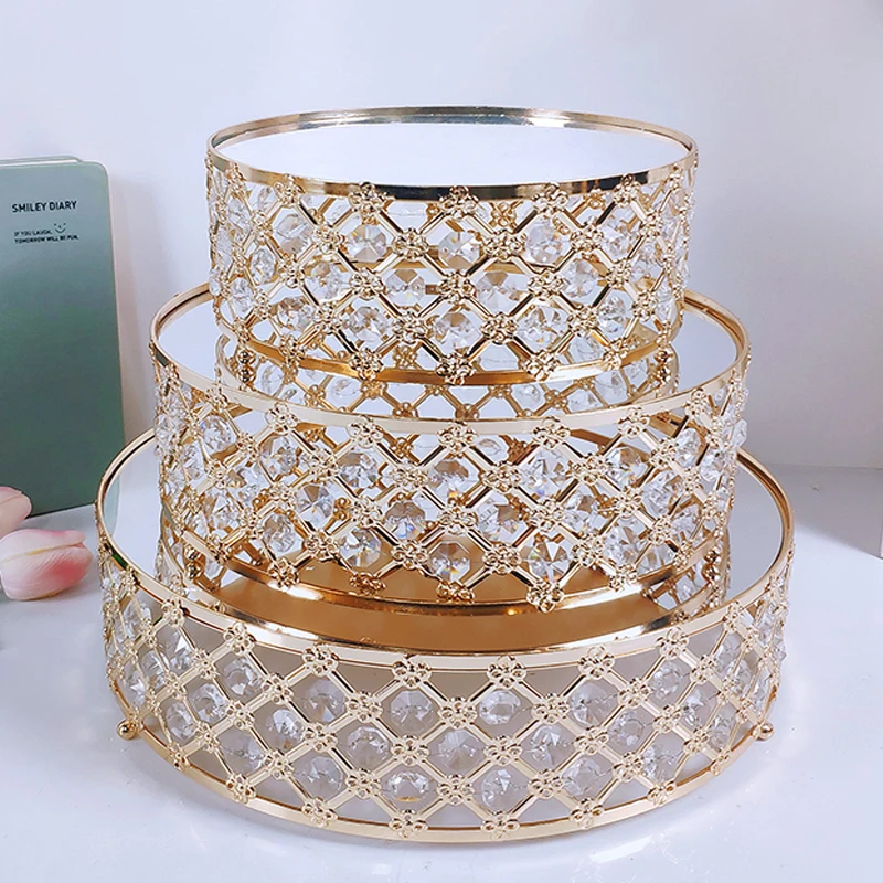 1pc Gold Mirror Metal Cake Stand Round Cupcake Wedding Birthday Party Dessert Pedestal Display Plate Home Decor