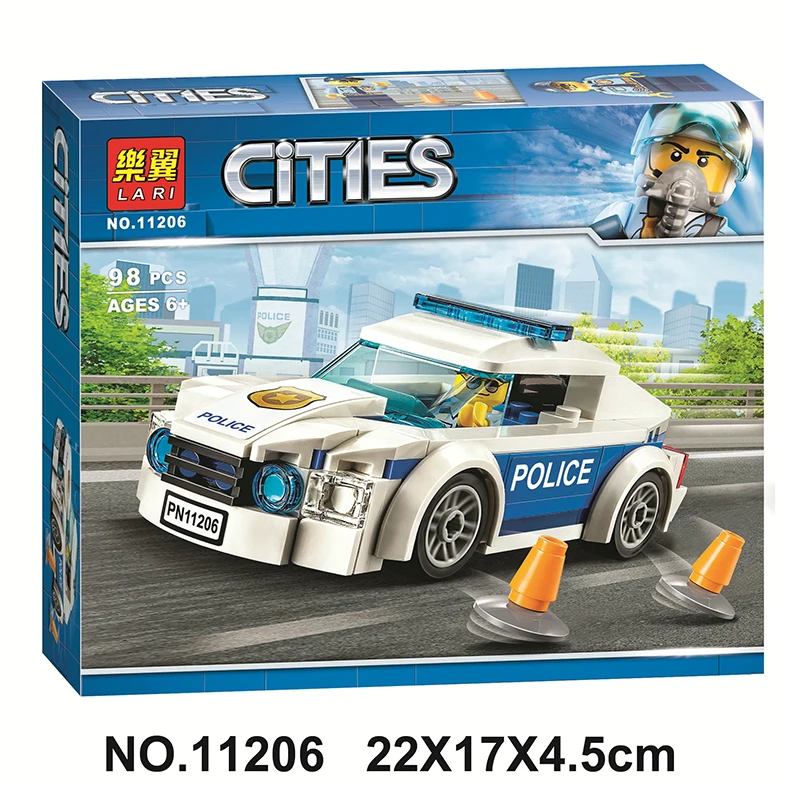 Новый 98 шт. Городской Полицейский Патрульный Автомобиль Строительные Блоки 60239