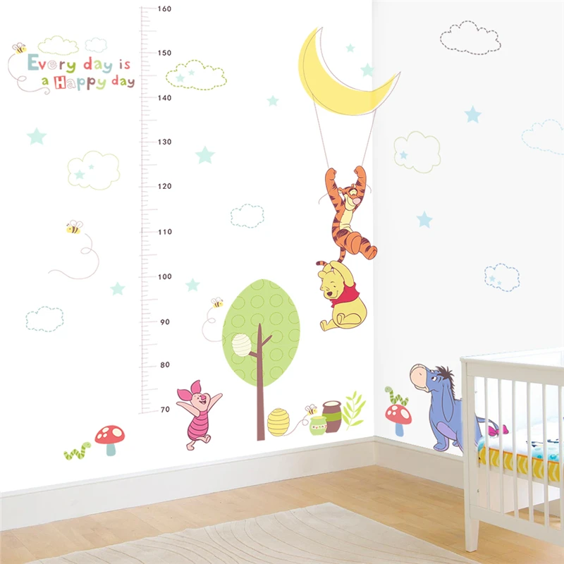 Disney cartoon winnie pooh growth chart wall stickers bedroom home decor diy animals height measure wall decals pvc mural art