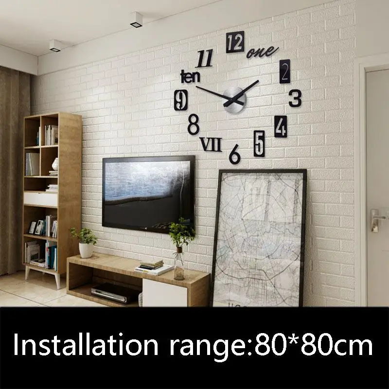 Household Living Room Decoration Mute Wall Clock Acrylic 3d Digital Diy Big Wall Clock Craft Needle Quartz Gift - Цвет: a