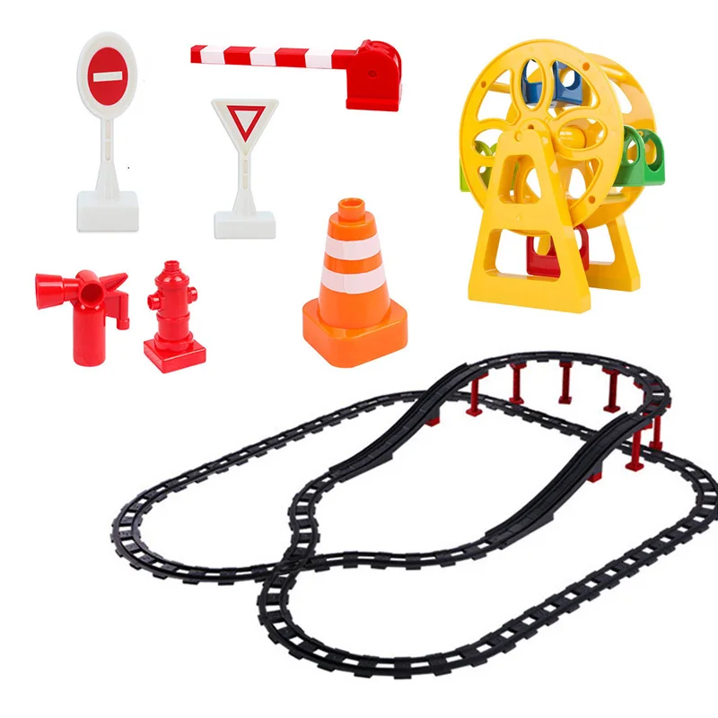 

Electric locomotive Track Train Cabin Accessories Big Building Blocks Compatible With Duploed Toys For Children 63PCS DIY Toys