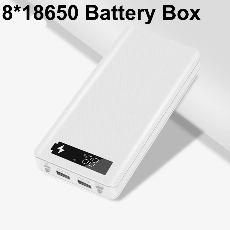 

5V Dual USB 8*18650 Power Bank Case With Digital Display Mobile Phone Charger DIY Shell Case Type C USB 18650 Battery Holder Box