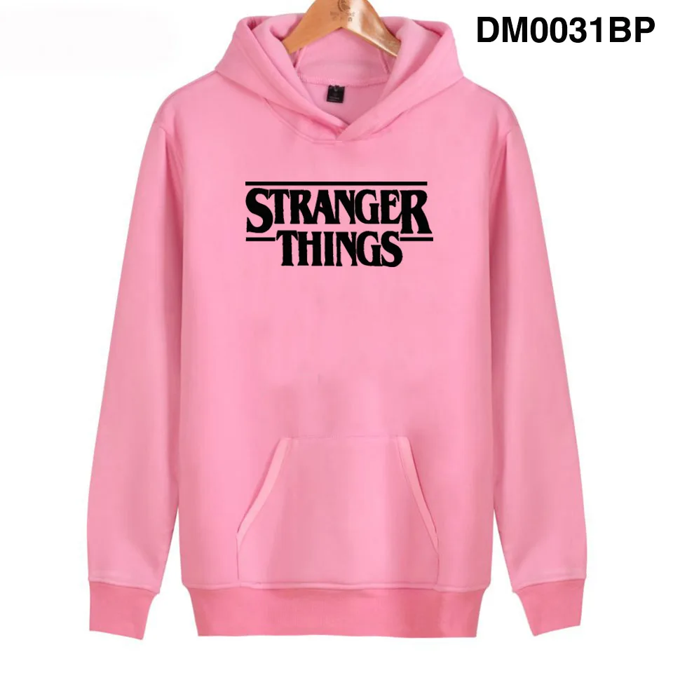 Pink Stranger Things Hoodies Men Women Fashion Casual Print Hoodie Autumn Winter New Streetwear Hip Hop Sweatshirt Male Female Hoodie - Color: Pink