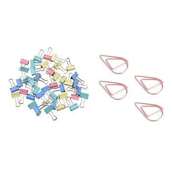 

40Pcs 19Mm Colored Binder Clips Home Office School Teacher & 200 Pcs Rose Gold Cute Paper Clips