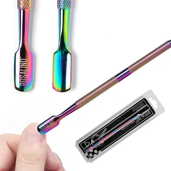 

1PC Stainless Steel Nail File Edge Dead Skin Push Buffer Block Quick Clean Nail Polish UV Gel Cuticle Rainbow Color Nail Tools
