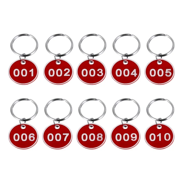 1-100 Numbers Key Chain Numbers Tags Locker Gym Key Rings Engraved
