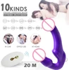 Sans fil à distance Strapon gode 10 fréquence Vibration forte Vibration g-spot stimulateur orgasme Stimulation jouets sexuels ► Photo 3/6