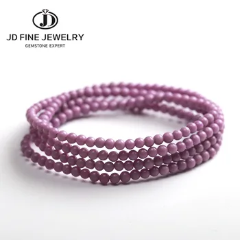 

JD Wholesale 3-4mm Genuine Natural Purple Mica Stone Bracelets Buddha Beads Stone Bracelet Lucky for Women Multilayer Jewelry