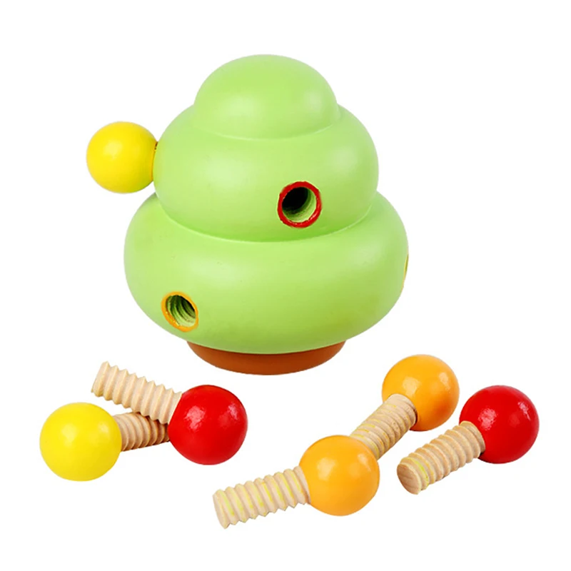 

Children Learning Educational Wooden Screw Sorting Tree Color Match Toys Preschool Puzzle Game for Kids Baby