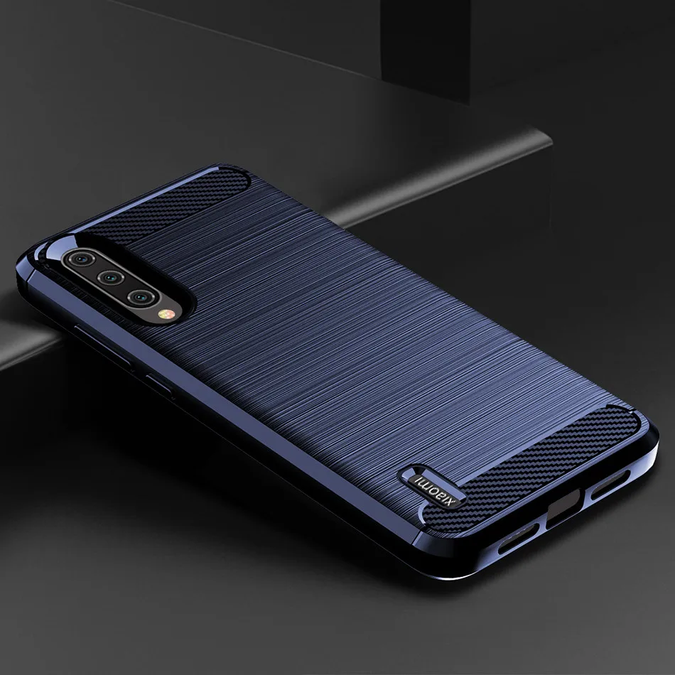 Whyes Мягкий силиконовый чехол для Xiaomi Mi A3 Lite из углеродного волокна противоударный чехол из ТПУ для Xiaomi Mi A3 - Цвет: Синий