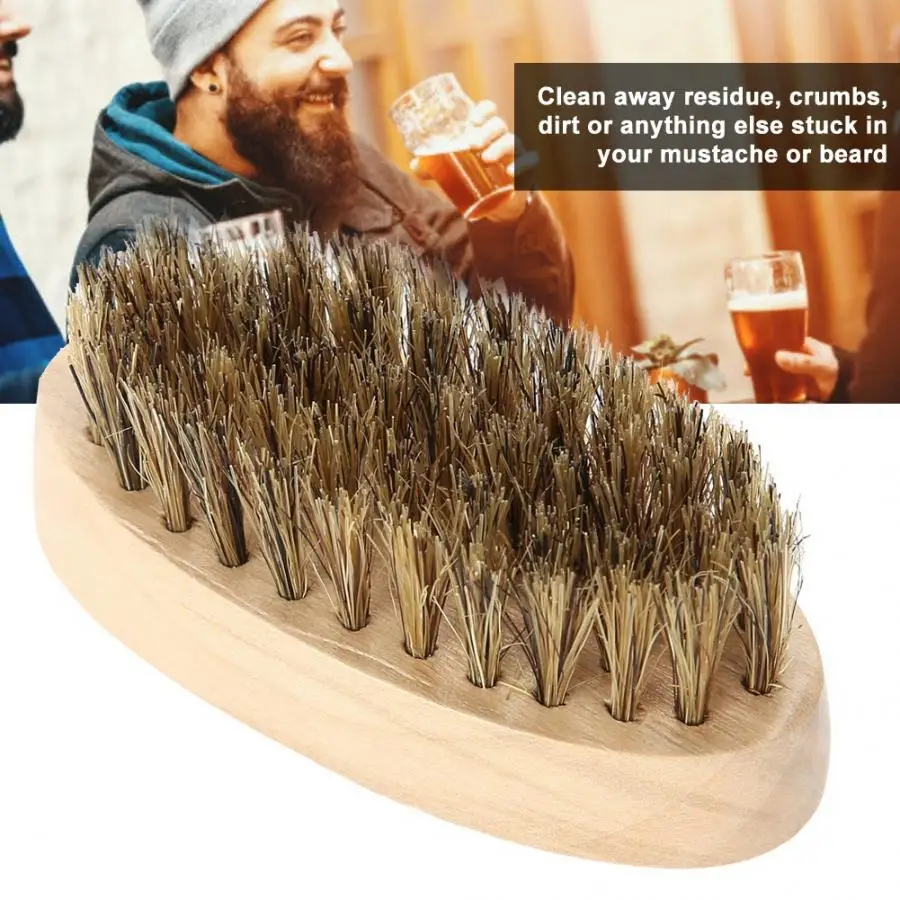 Cepillo de barba suave para hombres, peine para bigote, mango de bambú ovalado, herramienta para dar forma a la barba, herramienta de limpieza de barba, cepillo de afeitar Masculino