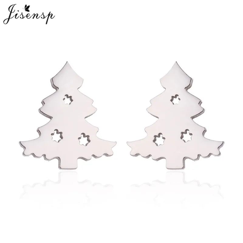 Jisensp Merry Christmas милые серьги из нержавеющей стали с лосем и елкой модные ювелирные изделия для женщин серьги-гвоздики с животными - Окраска металла: GED161S