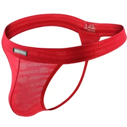 Men's Sexy Mesh Breathable Thong Underwear - M (Red)