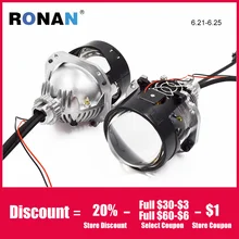 Ronan 2.5inch MH1 Bi LED Projector Lens with H4 H7 9005/9006 Adapter Samll Szie for Universal Car Headlight Retrofit Upgrade