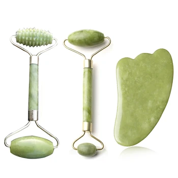 

Jade Stone Face Massage Roller Natural Plate Double Heads Massager For Face Eye Face Neck Thin Lift Relax Slimming Face Tools