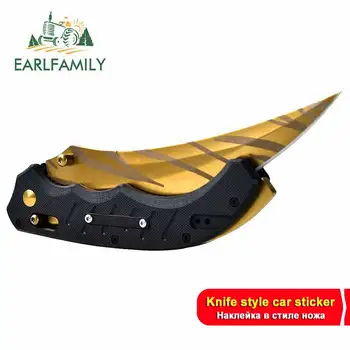 

EARLFAMILY 13cm x 6.4cm for KNIFY REAL FLIP KNIFE TIGER TOOTH Decal Personality Creative VAN Car Stickers Trunk JDM Accessories