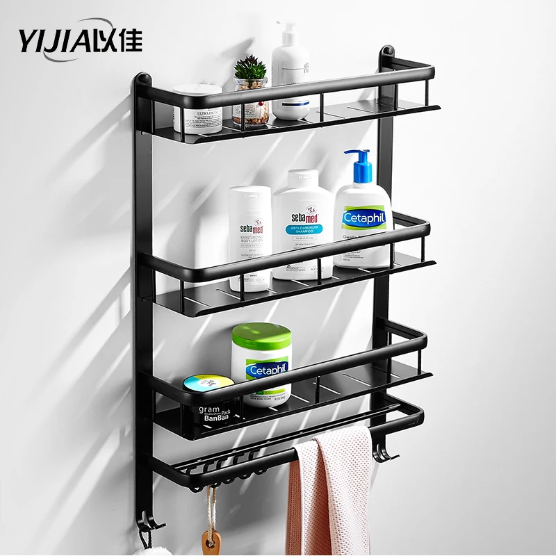 

Black Space Aluminum three layer Shelf Bathroom Wall Mount Towel Rack Bathroom Hardware