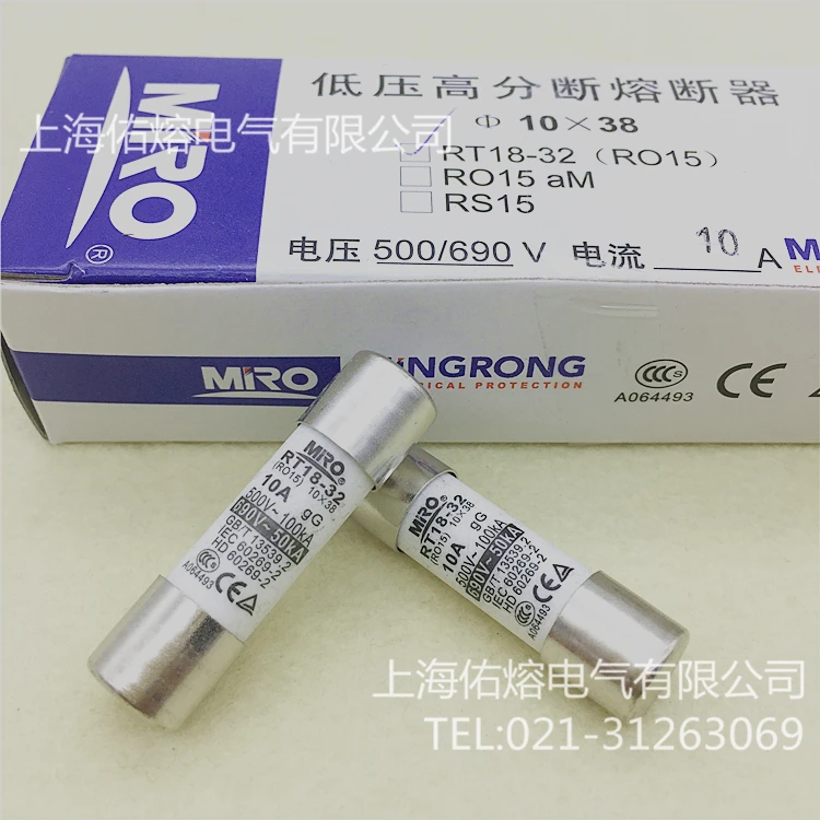 Fusível RT18-32 RO15 R015 10X38 6A8A10A12A Derreter Núcleo 500-100KA 690V