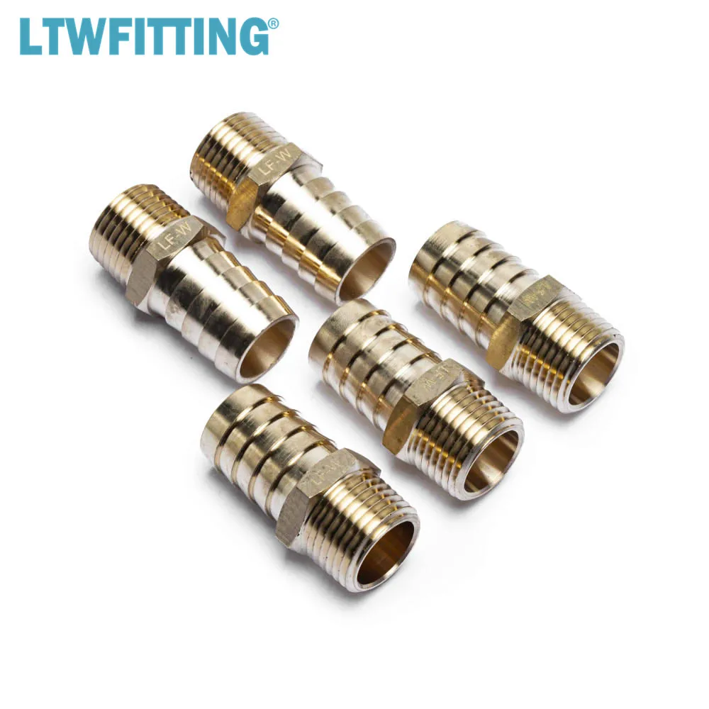 LTWFITTING Lead Free Brass Barbed Fitting Coupler / Connector 3/4" Hose