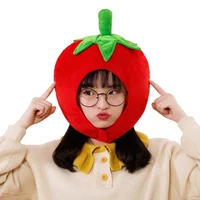 Lovely Tomato Shape Plush Hat Funny Fruit Stuffed Toys Headgear Warm Earflap Cap Performance Cosplay Party Photo Props 1