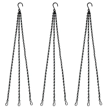 

10Pcs Black Flower Plant Pot Basket Holder Hanging Chain with S-Shape Hooks for Home Garden Tools