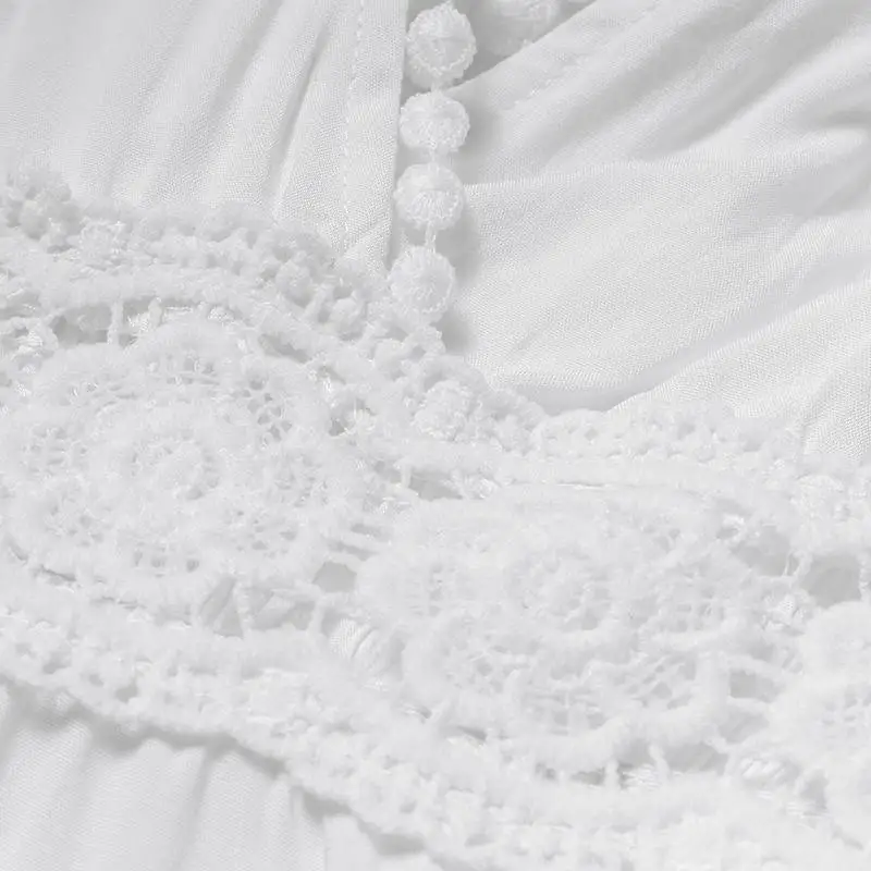 Большие размеры, элегантные вечерние платья vestidos, летнее открытое Кружевное платье миди, повседневный стиль, расклешенный рукав, свободное сексуальное платье-рубашка с v-образным вырезом S-5XL