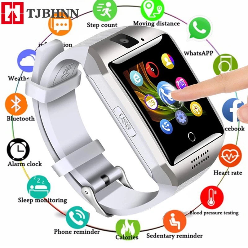 

Q18 Bluetooth Smart Watch Touchscreen With Camera Watch Cell Phone With Sim Card Slot Smart Wrist For Android IOS Phone PK DZ09